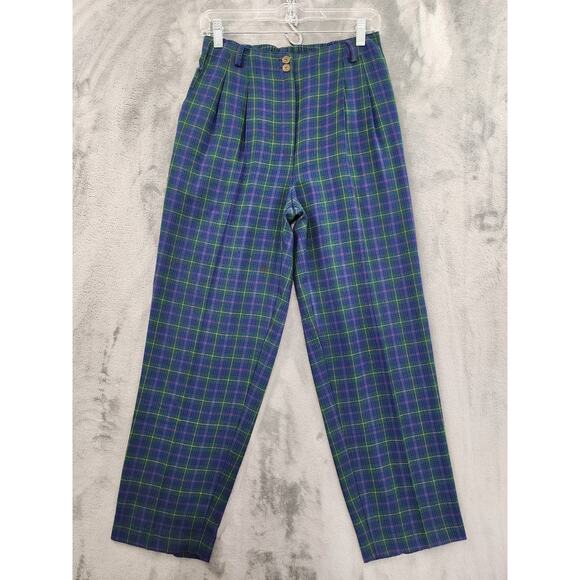 Vintage Koret City Blues Quilted Denim Snap Vest Plaid Crop Pant Set Size 8 Blue - Picture 8 of 16